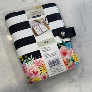 Recollections 6 Ring Striped Floral Planner - New w/minor cosmetic flaw